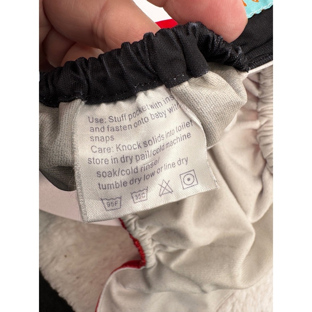 AlvaBaby Cloth Diaper OS Red Black Novelty Adjustable Snaps - Picture 6 of 7